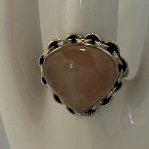 925 Silver Pink Quartz Ring